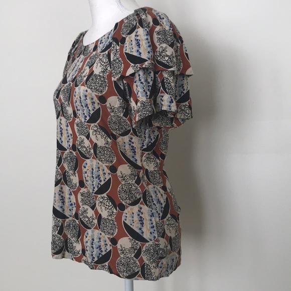 Printed Ruffle Sleeve Top - Picture 3 of 7